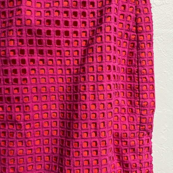 Talbots Skirt Womens 2 P Lattice Pencil Knee Skirt Magenta Orange Cotton Petite - Picture 3 of 6